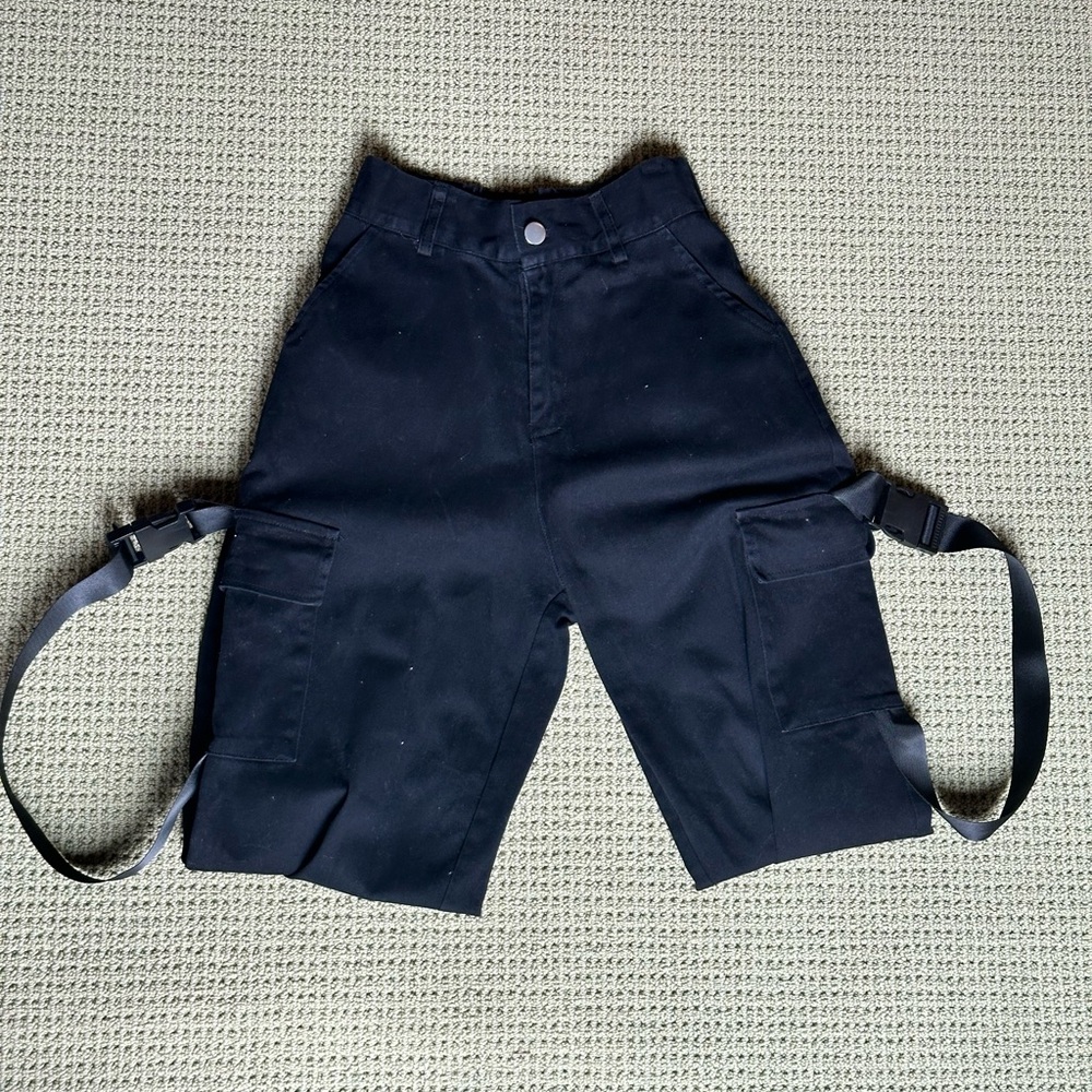 Black Cargo pants with Straps